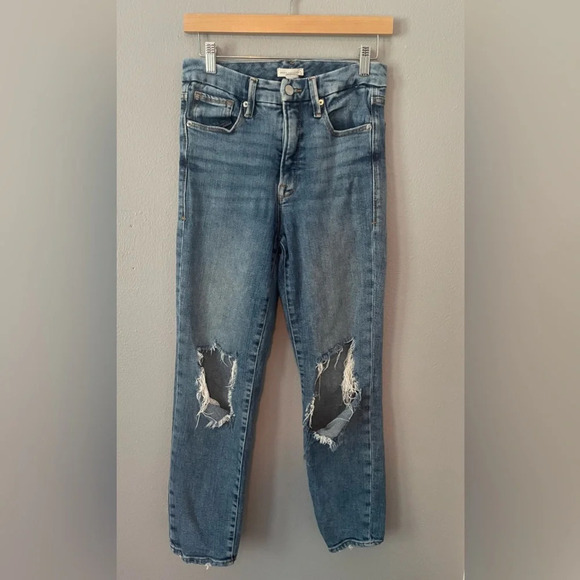 Good American Denim - Good American Womens Super Distressed High Rise  Jeans size 6/28 - Medium Wash